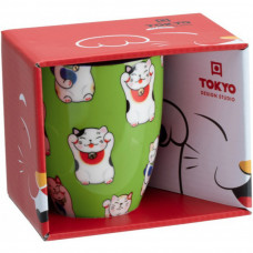 Tokyo Design Studio- Kawaii Lucky Cat Mug Giftbox Green Classic Cat 8.5x10.2cm 380ml