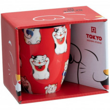 Tokyo Design Studio – Kawaii Lucky Cat – Mug – Box – Red Cat – 8.5 x 10.2cm 380ml