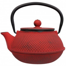Small red Japanese teapot in cast iron 17.5x15x10cm 0.8L